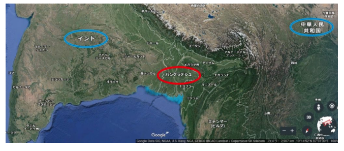 中国とインドの中間にあるバングラデシュの優位性のある地理